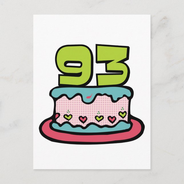 93 Year Old Birthday Cake Postcard (Front)