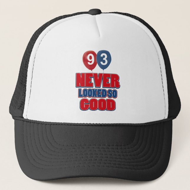 93 year old birthday designs trucker hat (Front)
