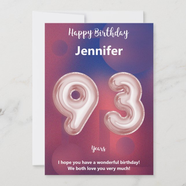 93 year old Happy Birthday card (Front)