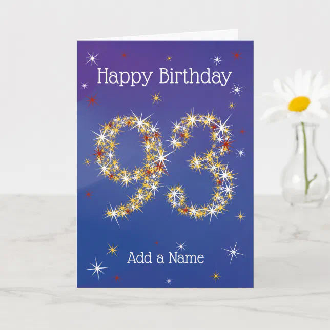 93rd Birthday - 93 in Stars - Blue - Age 93 Card | Zazzle