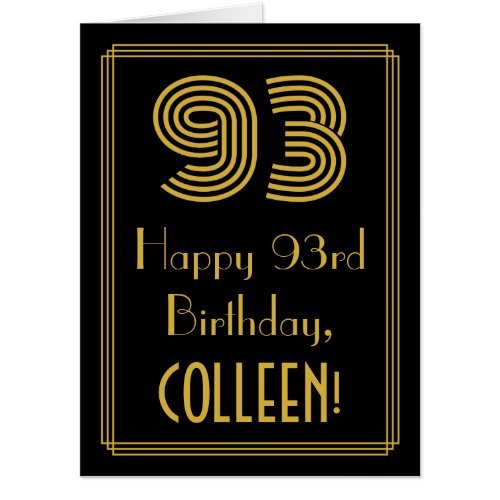 93rd Birthday Art Deco Inspired Look 93  Name Card