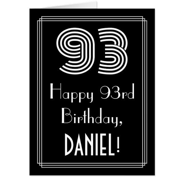 93rd Birthday — Art Deco Inspired Look “93” + Name Card (Front)