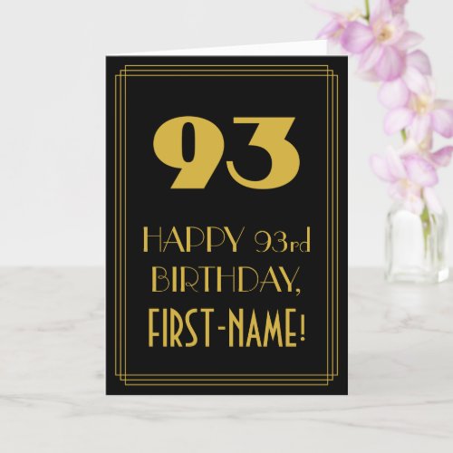 93rd Birthday  Art Deco Inspired Look 93  Name Card