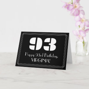 93rd Birthday: Art Deco Inspired Look "93" & Name Card