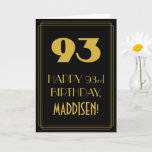 [ Thumbnail: 93rd Birthday ~ Art Deco Inspired Look "93" & Name Card ]