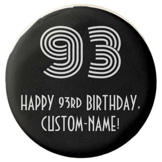 93rd Birthday - Art Deco Inspired Look "93", Name Chocolate Covered Oreo (Front)