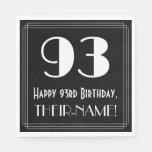 [ Thumbnail: 93rd Birthday ~ Art Deco Inspired Look "93", Name Napkins ]