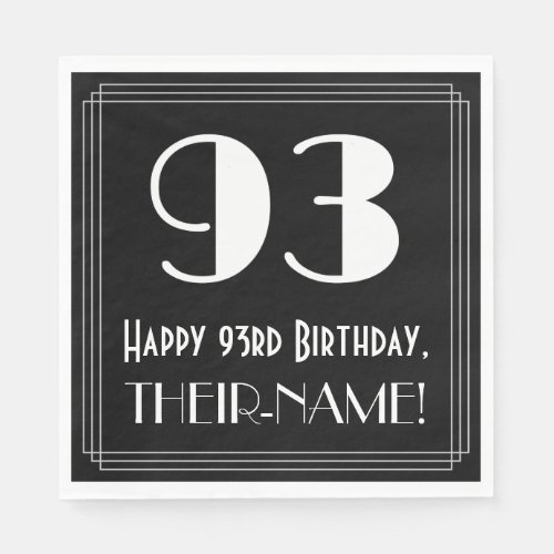 93rd Birthday  Art Deco Inspired Look 93 Name Napkins