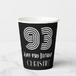 [ Thumbnail: 93rd Birthday — Art Deco Inspired Look “93” + Name Paper Cups ]