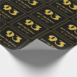 [ Thumbnail: 93rd Birthday – Art Deco Inspired Look "93" & Name Wrapping Paper ]