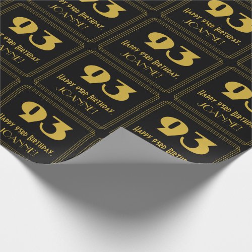 93rd Birthday  Art Deco Inspired Look 93  Name Wrapping Paper