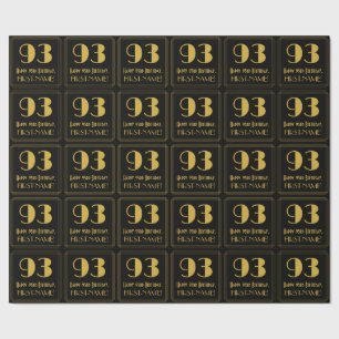 93rd Birthday ~ Art Deco Inspired Look "93", Name Wrapping Paper