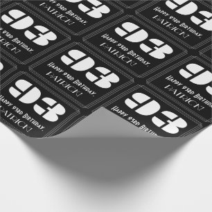 93rd Birthday: Art Deco Inspired Look "93" & Name Wrapping Paper