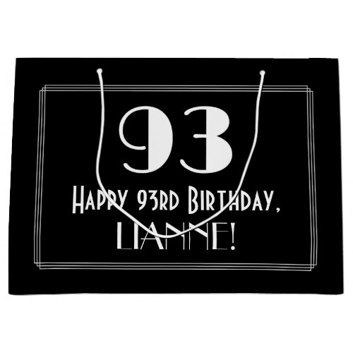 93rd Birthday Art Deco Inspired Style 93 Name Large Gift Bag