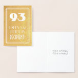 [ Thumbnail: 93rd Birthday ~ Art Deco Style "93" & Custom Name Foil Card ]