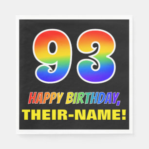 93rd Birthday: Bold, Fun, Simple, Rainbow 93 Napkins