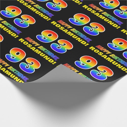 93rd Birthday Bold Fun Simple Rainbow 93 Wrapping Paper