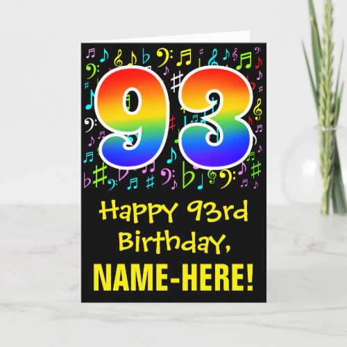 93rd Birthday Colorful Music Symbols  Rainbow 93 Card