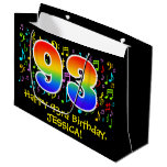 [ Thumbnail: 93rd Birthday - Colorful Music Symbols, Rainbow 93 Gift Bag ]