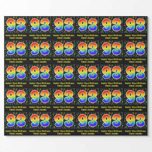 93rd Birthday Colorful Music Symbols Rainbow 93 Wrapping Paper