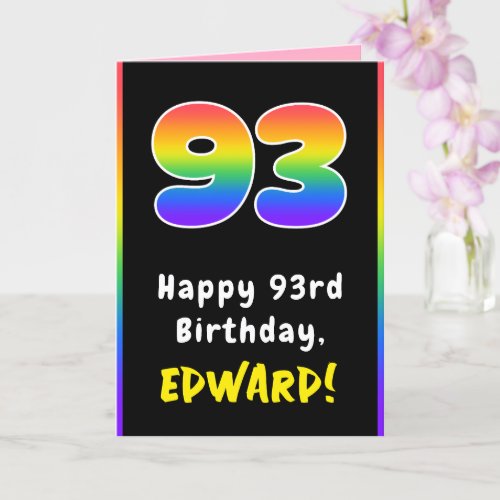93rd Birthday Colorful Rainbow  93 Custom Name Card