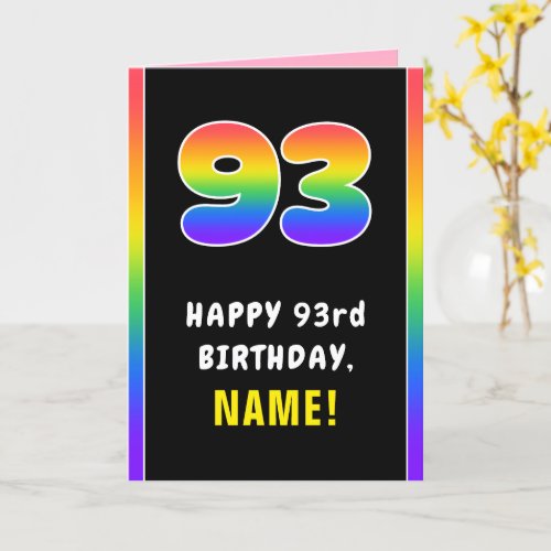 93rd Birthday Colorful Rainbow  93 Custom Name Card