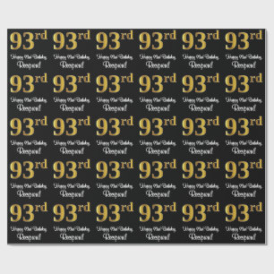 93rd Birthday: Elegant Luxurious Faux Gold Look # Wrapping Paper