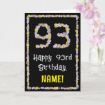 [ Thumbnail: 93rd Birthday: Floral Flowers Number, Custom Name Card ]