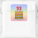 [ Thumbnail: 93rd Birthday: Fun Cake and Candles + Custom Name Sticker ]
