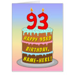 [ Thumbnail: 93rd Birthday: Fun Cake & Candles, W/ Custom Name Card ]