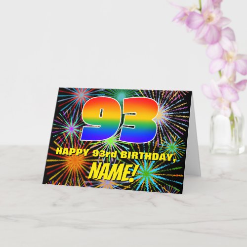 93rd Birthday Fun Colorful Celebratory Fireworks Card