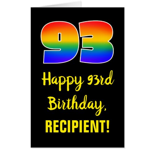 93rd Birthday Fun Colorful Happy Rainbow  93 Card