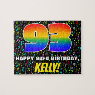 93rd Birthday — Fun, Colorful Music Symbols & “93” Jigsaw Puzzle