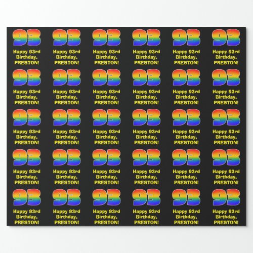 93rd Birthday Fun Colorful Rainbow Inspired  93 Wrapping Paper