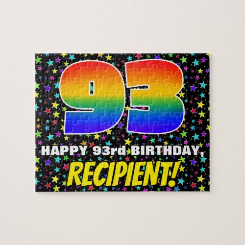 93rd Birthday  Fun Colorful Star Field Pattern Jigsaw Puzzle