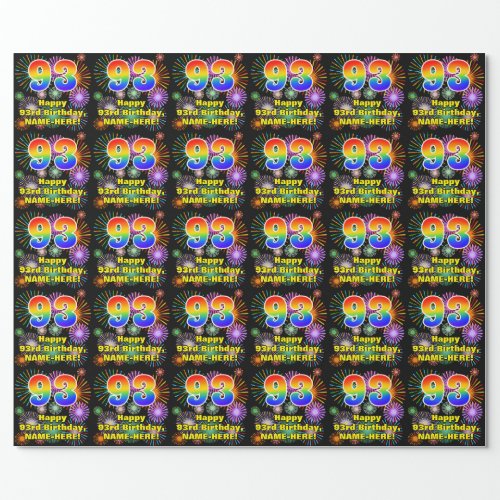 93rd Birthday Fun Fireworks Rainbow Look  âœ93â Wrapping Paper