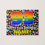 [ Thumbnail: 93rd Birthday — Fun, Loving Heart Shapes + “93” Jigsaw Puzzle ]