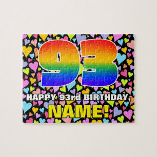 93rd Birthday — Fun, Loving Heart Shapes + “93” Jigsaw Puzzle