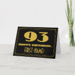 [ Thumbnail: 93rd Birthday: Name + Art Deco Inspired Look "93" Card ]