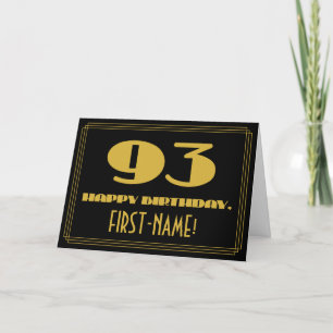 93rd Birthday: Name + Art Deco Inspired Look "93" Card