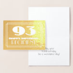[ Thumbnail: 93rd Birthday: Name + Art Deco Inspired Look "93" Foil Card ]