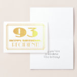 [ Thumbnail: 93rd Birthday; Name + Art Deco Inspired Look "93" Foil Card ]