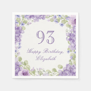 93rd Birthday Napkins Elegant Purple Floral