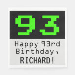 [ Thumbnail: 93rd Birthday - Nerdy / Geeky Style "93" & Name Napkins ]