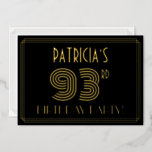 [ Thumbnail: 93rd Birthday Party — Art Deco Style “93” + Name Invitation ]