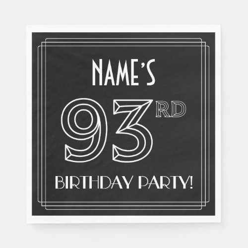 93rd Birthday Party Art Deco Style  Custom Name Napkins