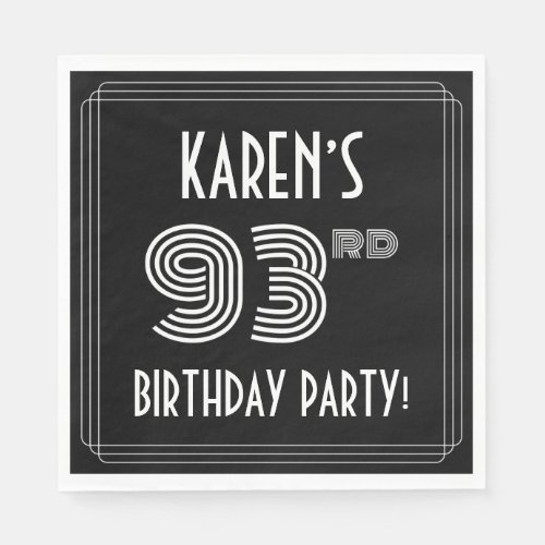 93rd Birthday Party Art Deco Style  Custom Name Napkins