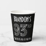 [ Thumbnail: 93rd Birthday Party: Art Deco Style + Custom Name Paper Cups ]