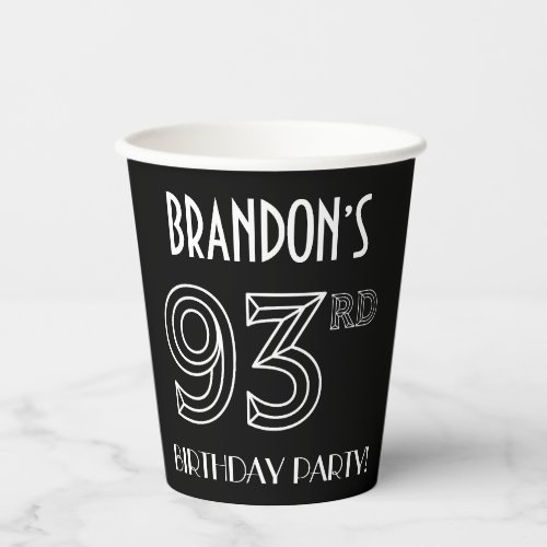 93rd Birthday Party Art Deco Style  Custom Name Paper Cups