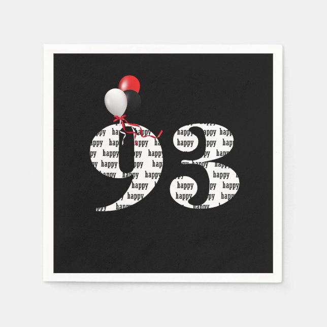 93rd Birthday party balloons Napkins (Front)